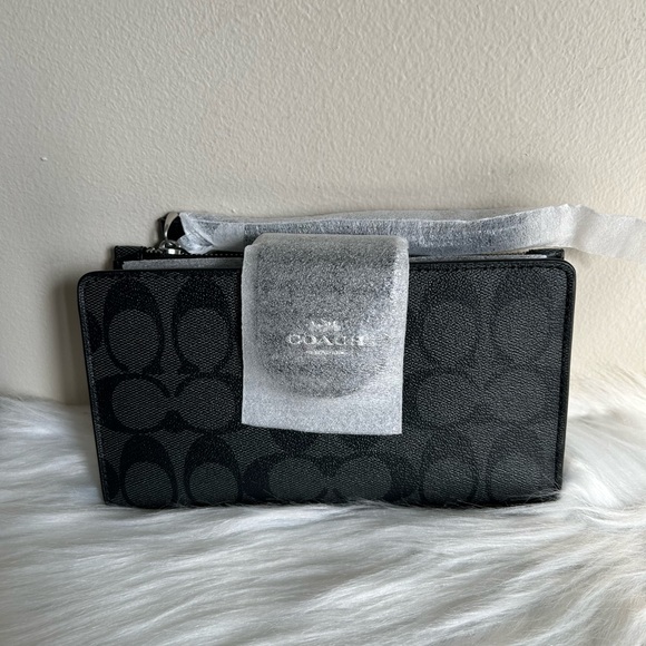 Coach Handbags - Coach Tech Wallet Graphite Black Signature Canvas C2874 NEW‎